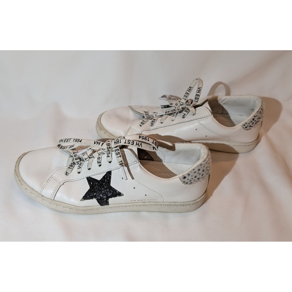Vintage Havana Carla White Cheetah Star Glitter Sneakers Womens 8 Low Top